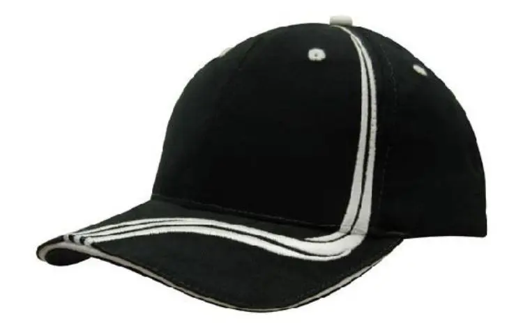 Picture of Brushed Heavy Cotton Cap with Waving Stripes on Crown & Peak