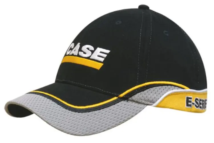 Picture of Brushed Heavy Cotton Cap with Mesh Peak and Crown Indent, Embroidered Trim and Piping