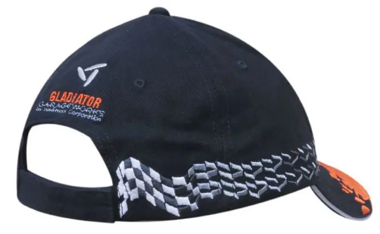Picture of Brushed Heavy Cotton Cap with Flame Embroidery on Peak & Side Flag Embroidery