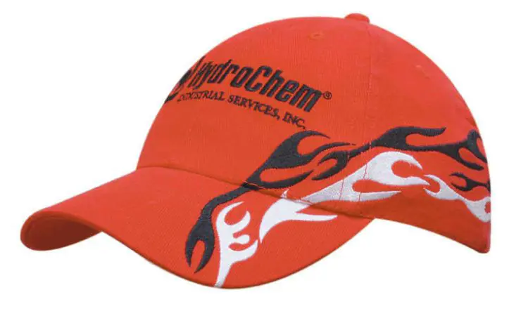 Picture of Brushed Heavy Cotton Cap with Flame Embroidery to Peak & Crown