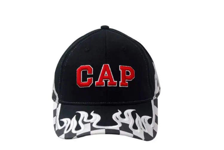 Picture of Brushed Heavy Cotton Cap with Printed Checks/Flame Embroidery on Crown & Peak