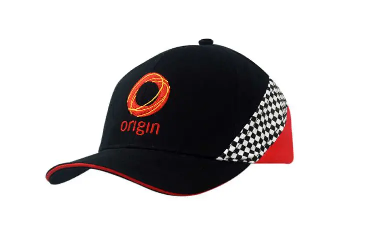 Picture of Brushed Heavy Cotton Cap with Sandwich Trim & Printed Check Insert on Crown