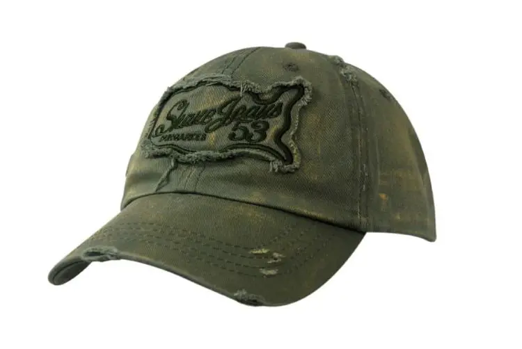 Picture of Spray Washed Chino Twill Cap with Distress Marks on Crown & Peak